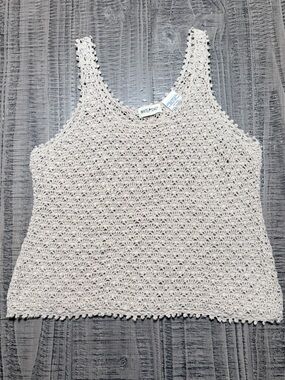 White Stag Beige Crochet Tank Top with Extra layer,  inside on front